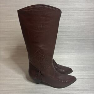Via Spiga 80's Womens Embossed Leather w/Tassel at Ankle Boots Made In Italy-7.5